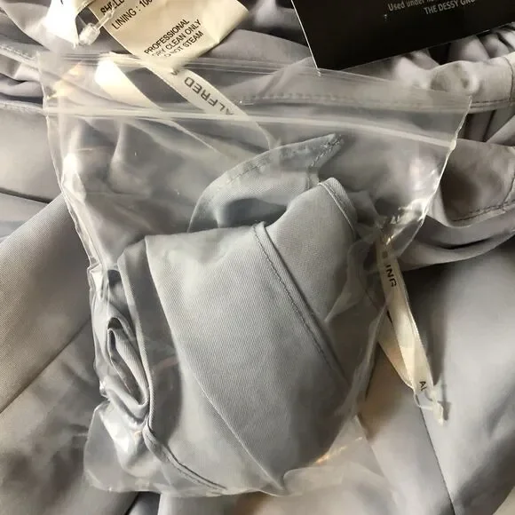 ALFRED SUNG Platinum Light Blue Jersey Sateen Mikado Long Gown with Sash Size 0 - Picture 7 of 11